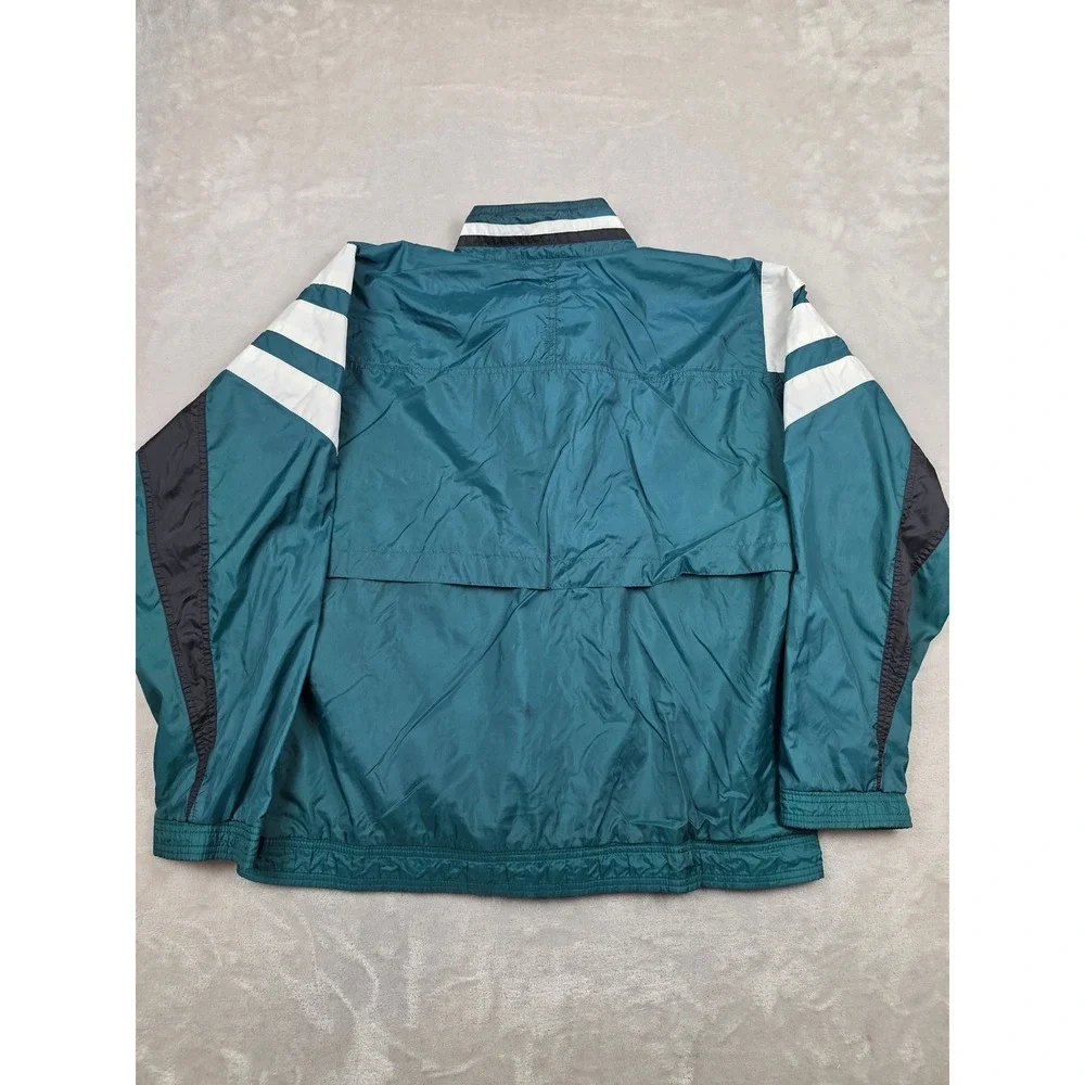 Vintage Adidas Windbreaker Jacket Mens M Green Colorblock Full Zip 90s *Read
